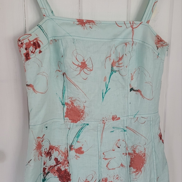 Ann Taylor Linen Fit & Flare Floral Dress Size 8 - Picture 2 of 14